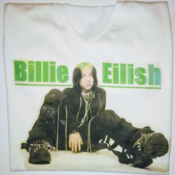 Women V Neck Billie Eilish T shirt - Picture 3 of 4